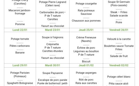 LE MENU DE LA SEMAINE