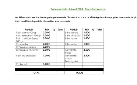 Portes ouvertes  25 mai 2024 - commandes -