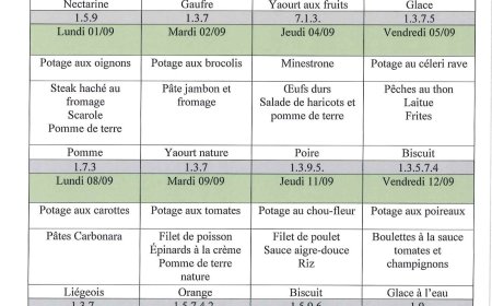 Menu Août et Septembre